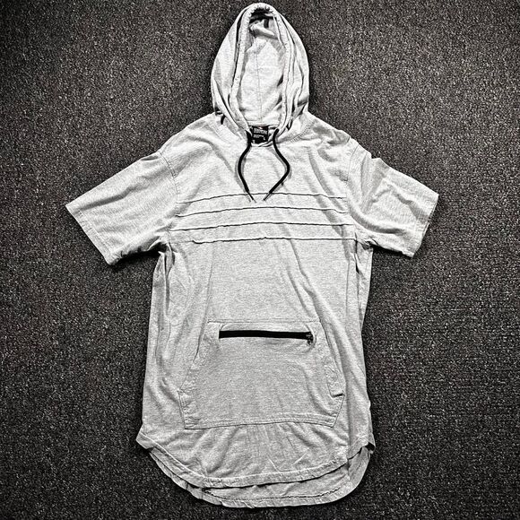 Southpole Short Sleeve Hoodie Men’s Large Gray Cotton Streetwear Zip Pocket - Picture 1 of 5